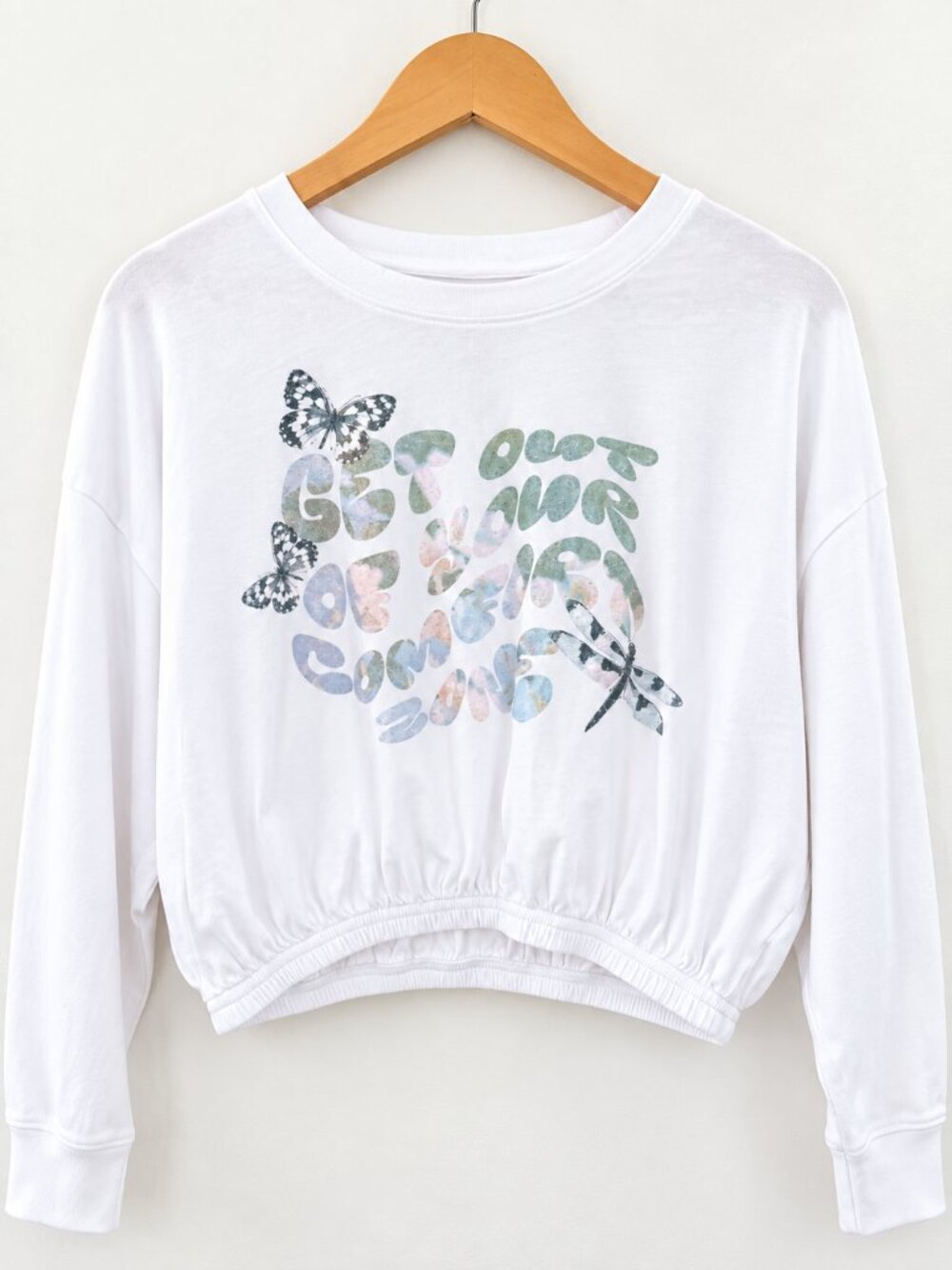 OFFLINE by Aerie Butterfly Graphic Cropped Sweatshirt Small Athleisure Y2K Boho